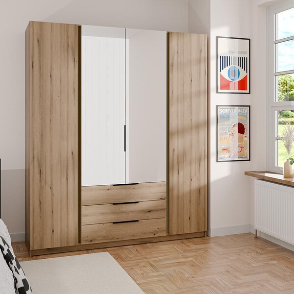 Šatní skříň KAJA 2F 2LU 3S | 200 cm | se zrcadly | VYSOKÁ | evoke