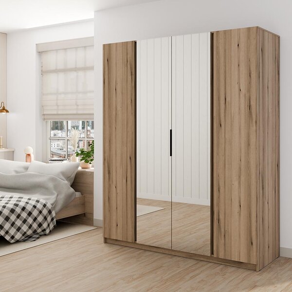 Šatní skříň KAJA 2F 2LU | 200 cm | se zrcadly | VYSOKÁ | evoke