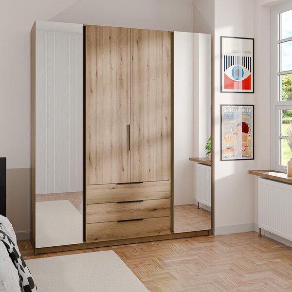 Šatní skříň KAJA 2LU 2F 3S | 200 cm | se zrcadly | VYSOKÁ | evoke