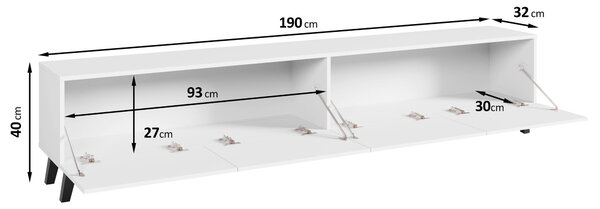 NÍZKÁ KOMODA, černá, 190/40/32 cm P & B - Černé komody, Online Only
