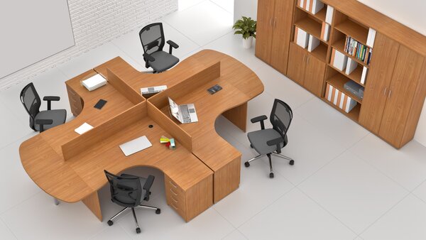 NABYTEK-DESIGNOVY.CZ - Rohová kancelář pro 4 pracovníky KOMFORT – velká sestava, buk – ZE 4.12P 11