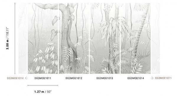 Šedá vliesová fototapeta na zeď, Listy, stromy, DG3MOE1012, Wall Designs III, Khroma by Masureel