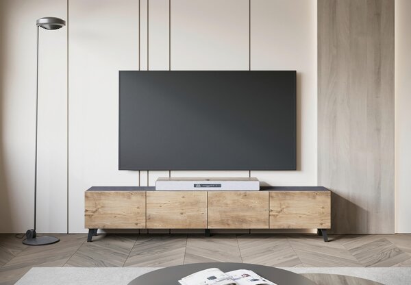 NÍZKÁ KOMODA, antracitová, barvy dubu košíčkatého, 190/40/32 cm P & B - TV stolky & komody pod TV, Online Only