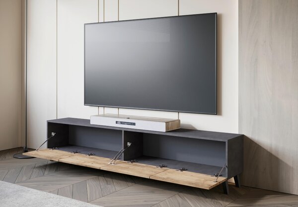 NÍZKÁ KOMODA, antracitová, barvy dubu košíčkatého, 190/40/32 cm P & B - TV stolky & komody pod TV, Online Only