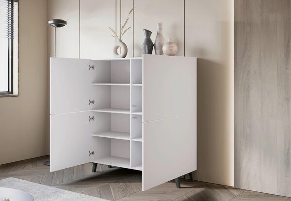 VYSOKÁ KOMODA, bílá, 120/128/39 cm P & B - Online Only komody, Online Only