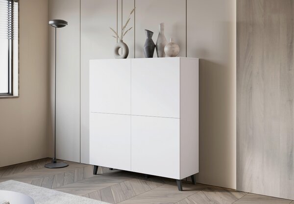 VYSOKÁ KOMODA, bílá, 120/128/39 cm P & B - Online Only komody, Online Only