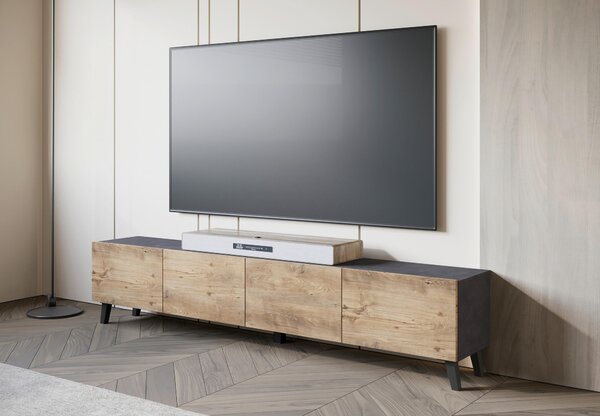 NÍZKÁ KOMODA, antracitová, barvy dubu košíčkatého, 190/40/32 cm P & B - TV stolky & komody pod TV, Online Only