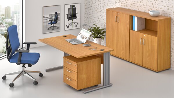 NABYTEK-DESIGNOVY.CZ - Kompletní kancelář pro 1 pracovníka KOMFORT – kovová podnož, buk – ZEP 1.6 11