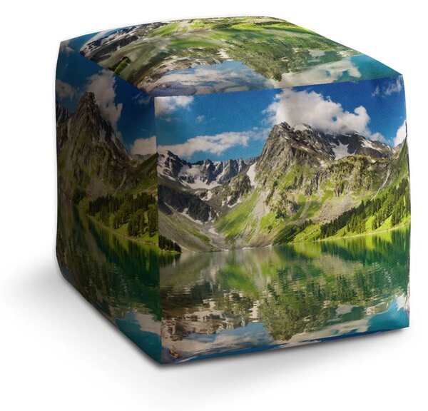 Sablio Taburet Cube Odraz hor na jezeře - 40x40x40 cm