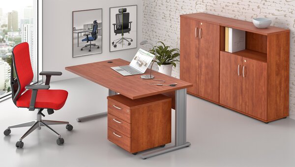 NABYTEK-DESIGNOVY.CZ - Kompletní kancelář pro 1 pracovníka KOMFORT – kovová podnož, calvados – ZEP 1.6 03