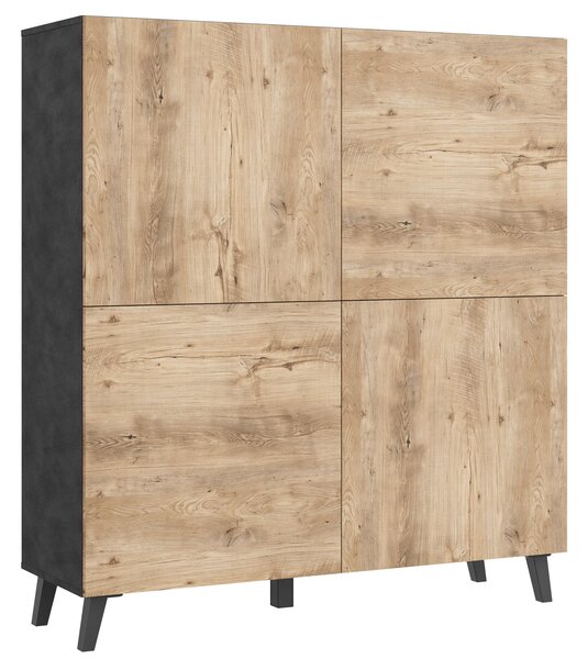 VYSOKÁ KOMODA, antracitová, barvy dubu košíčkatého, 120/128/39 cm P & B - Online Only komody, Online Only