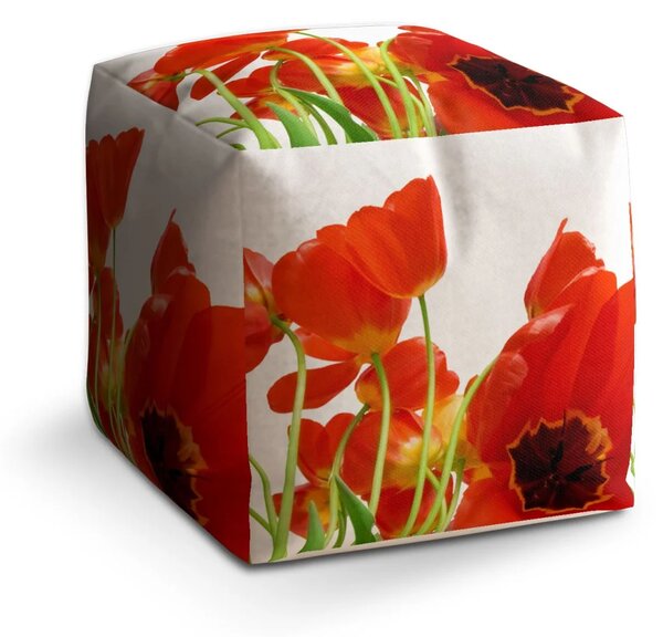 Sablio Taburet Cube Tulipány - 40x40x40 cm