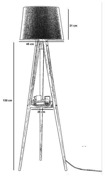 ASIR Stojací lampa LAMBADER černá ořech