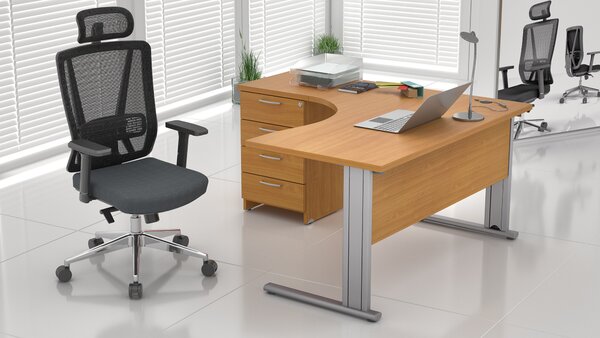 NABYTEK-DESIGNOVY.CZ - Rohové pracovní místo KOMFORT – kovová podnož + kontejner, buk – ZEP 1.8 11