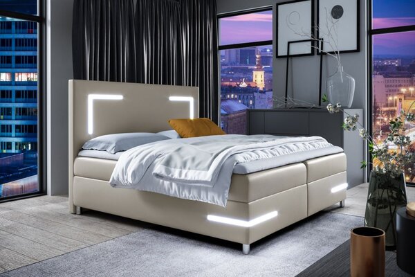 Postel boxspring Harmony Led 180x200 cm - výběr barev + topper ZDARMA