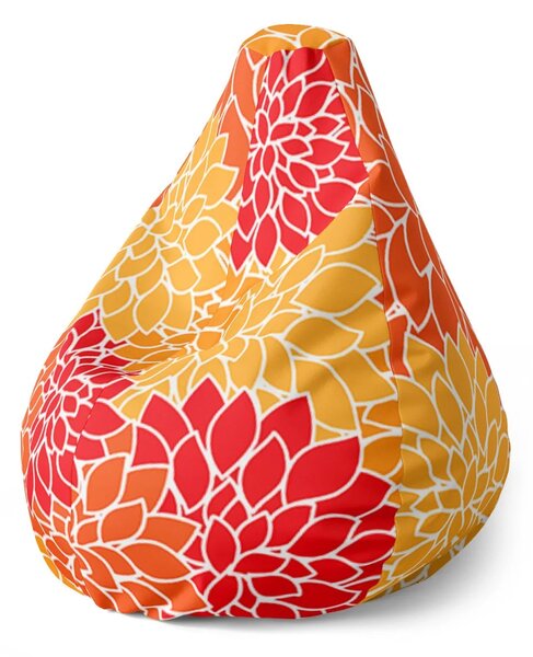 Sablio Sedací vak Pear Barevné květiny - 70 x 95 x 15 cm
