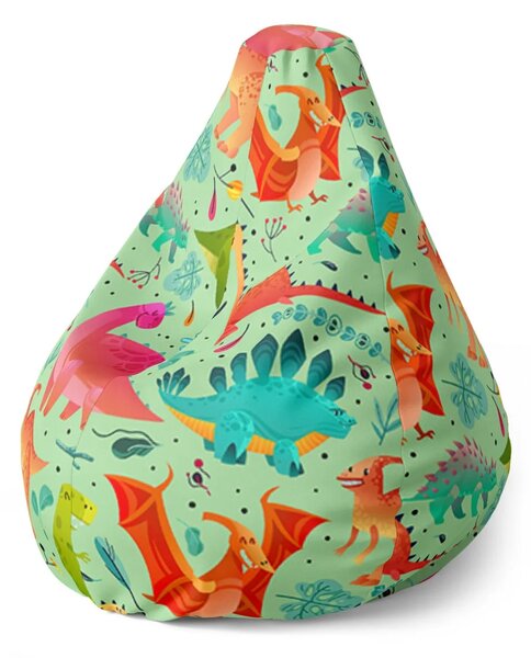 Sablio Sedací vak Pear Dinosauři v trávě - 70 x 95 x 15 cm