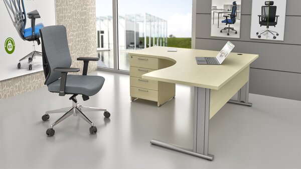 NABYTEK-DESIGNOVY.CZ - Rohové pracovní místo KOMFORT 1.14 – kovová podnož, javor – ZEP 1.14 12