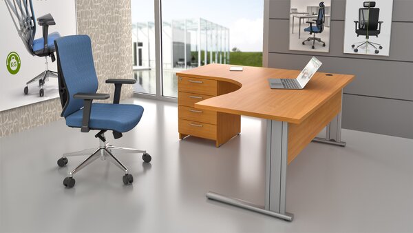 NABYTEK-DESIGNOVY.CZ - Rohové pracovní místo KOMFORT 1.14 – kovová podnož, buk – ZEP 1.14 11