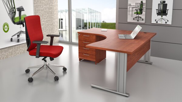 NABYTEK-DESIGNOVY.CZ - Rohové pracovní místo KOMFORT 1.14 – kovová podnož, calvados – ZEP 1.14 03