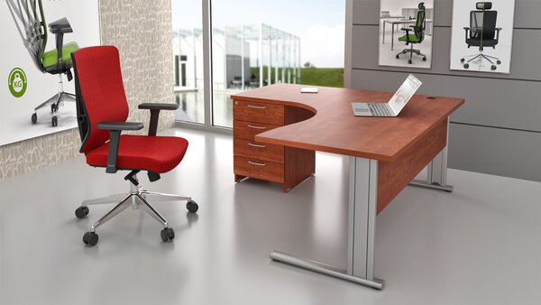 NABYTEK-DESIGNOVY.CZ - Rohové pracovní místo KOMFORT 1.14 – kovová podnož, calvados – ZEP 1.14 03