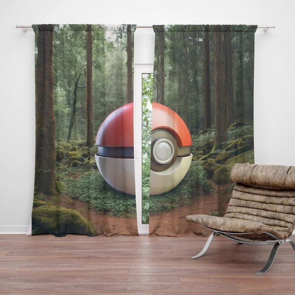 Sablio Závěs Pokemon ball Les: 2ks 140x250cm