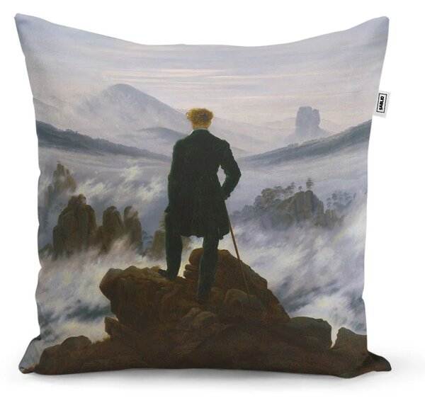 Sablio Polštář Poutník nad mořem mlhy - Caspar David Friedrich - 40x40 cm