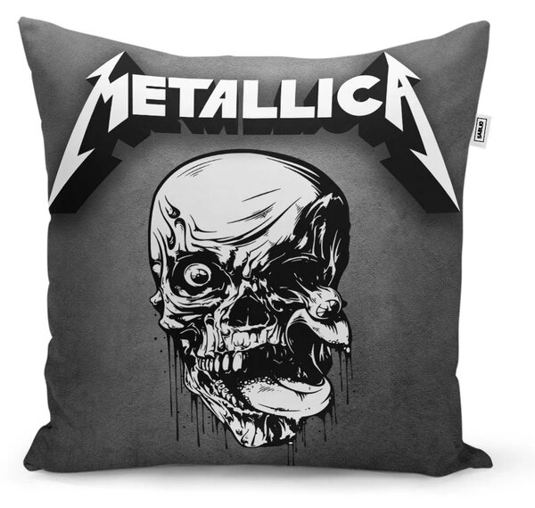 Sablio Polštář METALLICA Lebka Šedá - 40x40 cm