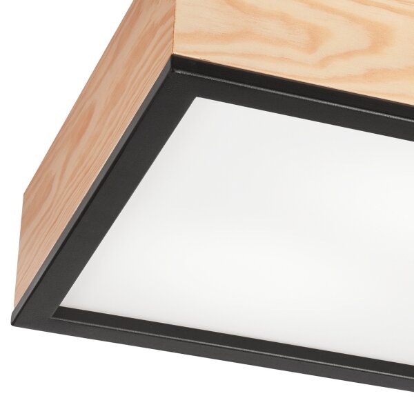 Stropní svítidlo NATURAL SQUARE 2xE27/15W/230V 31x31 cm borovice/černá