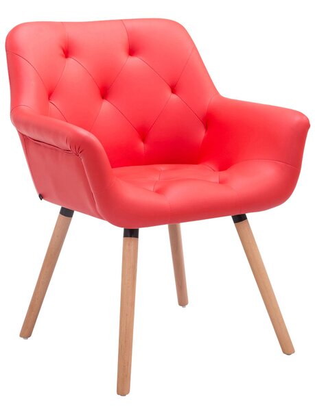 Židle s područkami Cass, nohy natura - Červená
