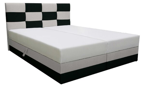 Manželská postel 140 cm Boxspring Marion Comfort (černá + světle šedá) (s roštem a matrací). 1056246