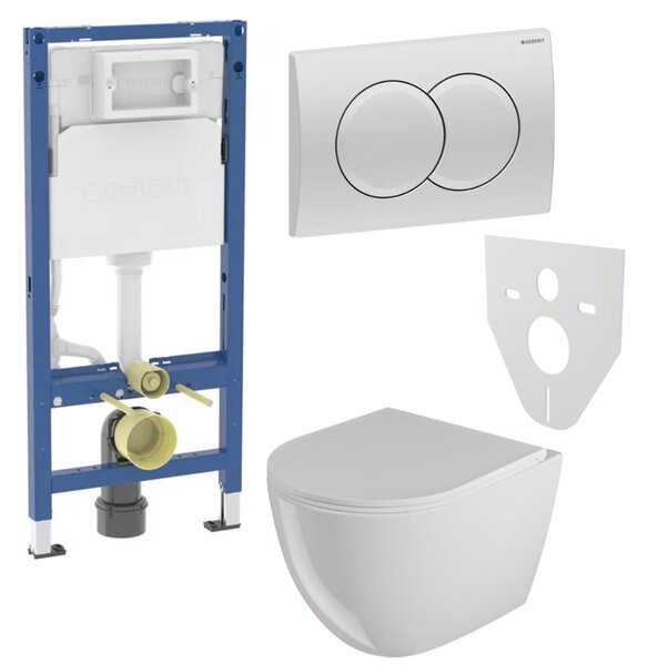 WC SET Geberit DuoFix s WC mísou Caneo, bílá + tlačítko Delta 01, chrom + izolační deska