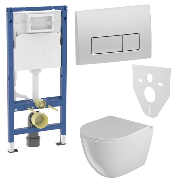 WC SET Geberit DuoFix s WC mísou Caneo, bílá + tlačítko Delta 50, chrom + izolační deska