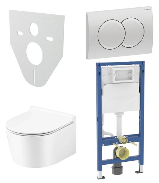 WC SET Geberit DuoFix s WC mísou Corona + tlačítko Delta 01, chrom + izolační deska