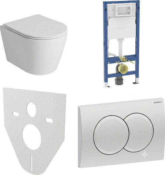 WC SET Geberit DuoFix s WC mísou Amaro + tlačítko Delta 01, chrom + izolační deska