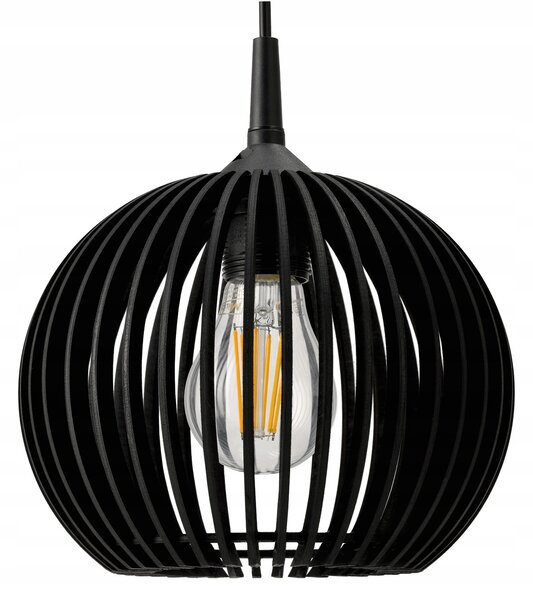 Stínidlo pro lustrovou lampu, dřevěná koule, černé
