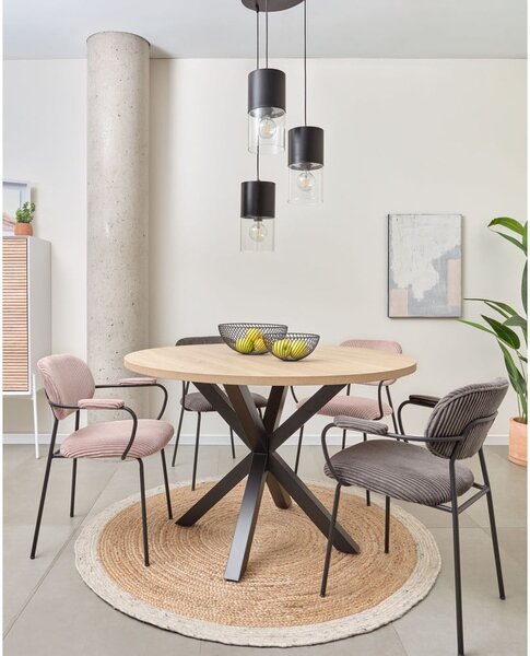Kulatý jídelní stůl v černo-přírodní barvě ø 120 cm Argo – Kave Home