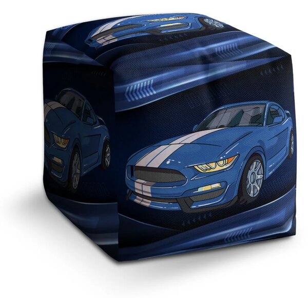 Sablio Taburet Cube Mustang Modré pozadí s pruhy - 40x40x40 cm