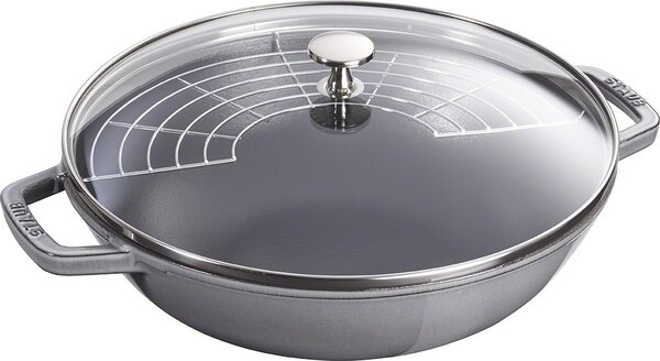 Staub Litinový wok se skleněnou poklicí, 30 cm, grafitově šedá 1312918