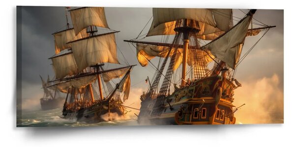 Sablio Obraz Plachetnice ve vlnách - 110x50 cm