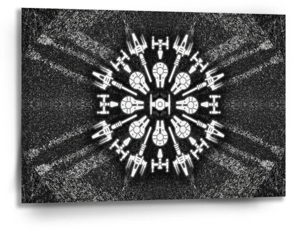 Sablio Obraz Star Wars Vesmírné lodě na šedém abstraktu - 90x60 cm