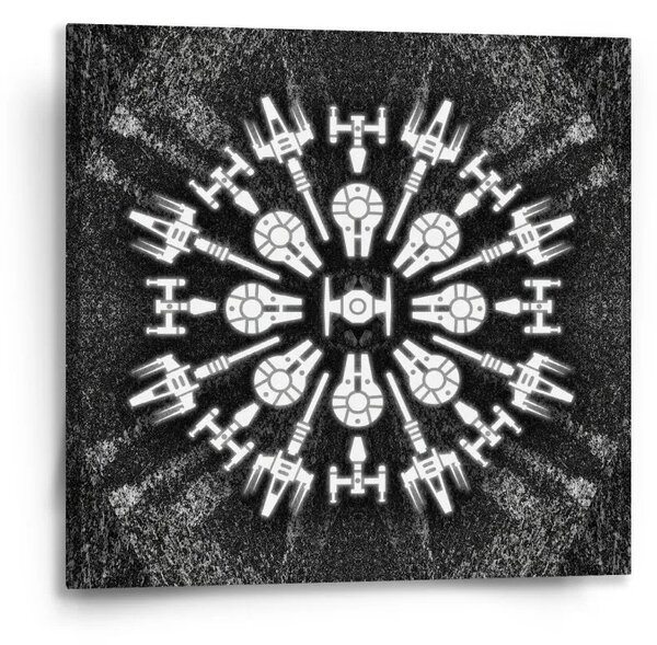 Sablio Obraz Star Wars Vesmírné lodě na šedém abstraktu - 50x50 cm