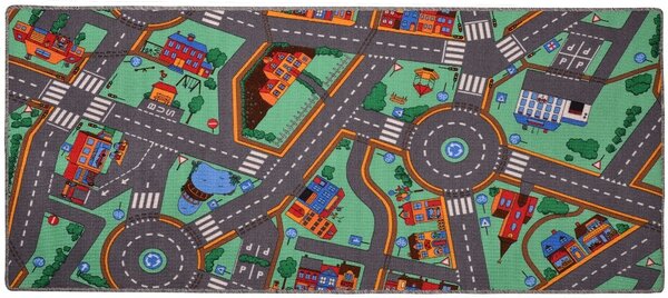 Vesna | Dětský koberec silnice CITY 44411, 95x200 cm, zelenošedý