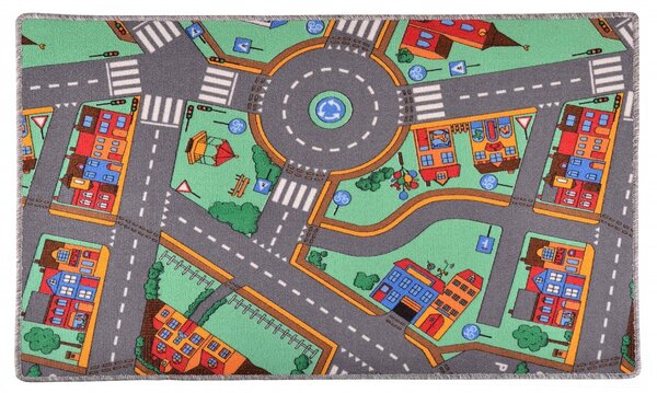Vesna | Dětský koberec silnice CITY 44410, 80x120 cm, zelenošedý