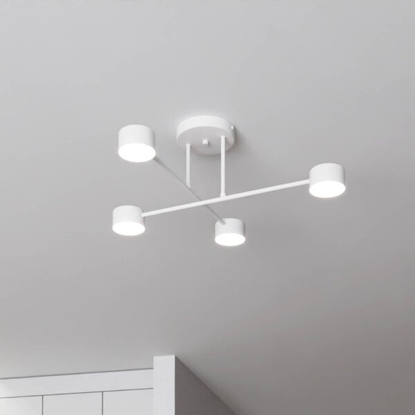 EMIBIG LIGHTING Stropní světlo Modus 4, ocel, čtyřramenné, GX53, bílé, stmívatelný, Bílá / opál, Obývací pokoj / jídelna, kov, Moderní