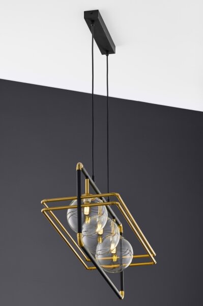 Jupiter 2030 - Lustr na lanku FIORI 3xG9/10W/230V černá/zlatá/čirá