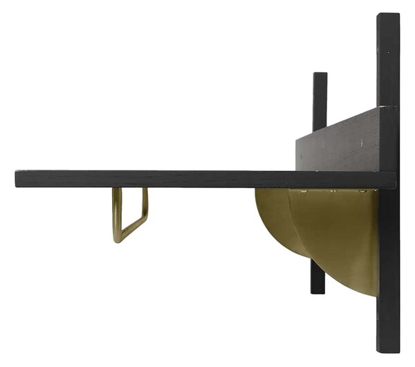 FERM LIVING Police s věšákem Sector Rack, Black, Mosaz