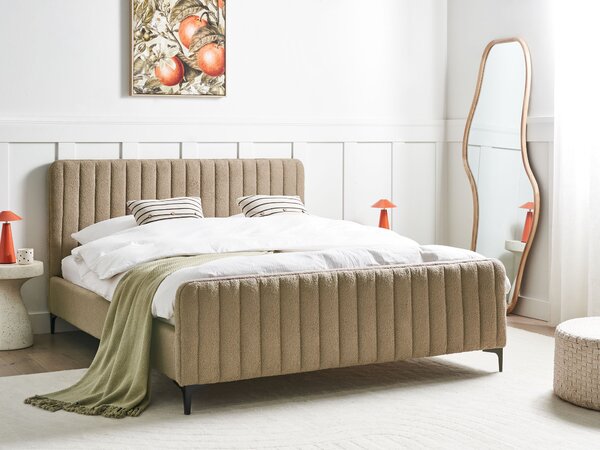 Postel Buklé LUNAN 160 x 200 cm Taupe