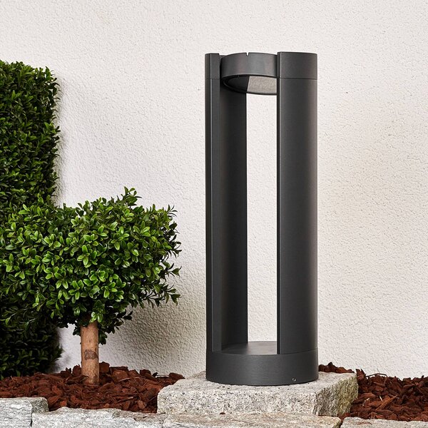 Lucande LED podstavné svítidlo Dylen, šedé, kov, 50 cm, IP65, Černá, Hliník, Moderní