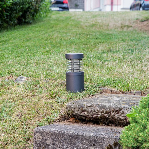 Lucande LED stojací lampa Lucius, 27 cm, antracit, IP54, Černá, Hliník, Moderní